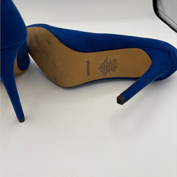 Express Faux Suede Colbalt Blue Heels Size 10 - Picture 3 of 5